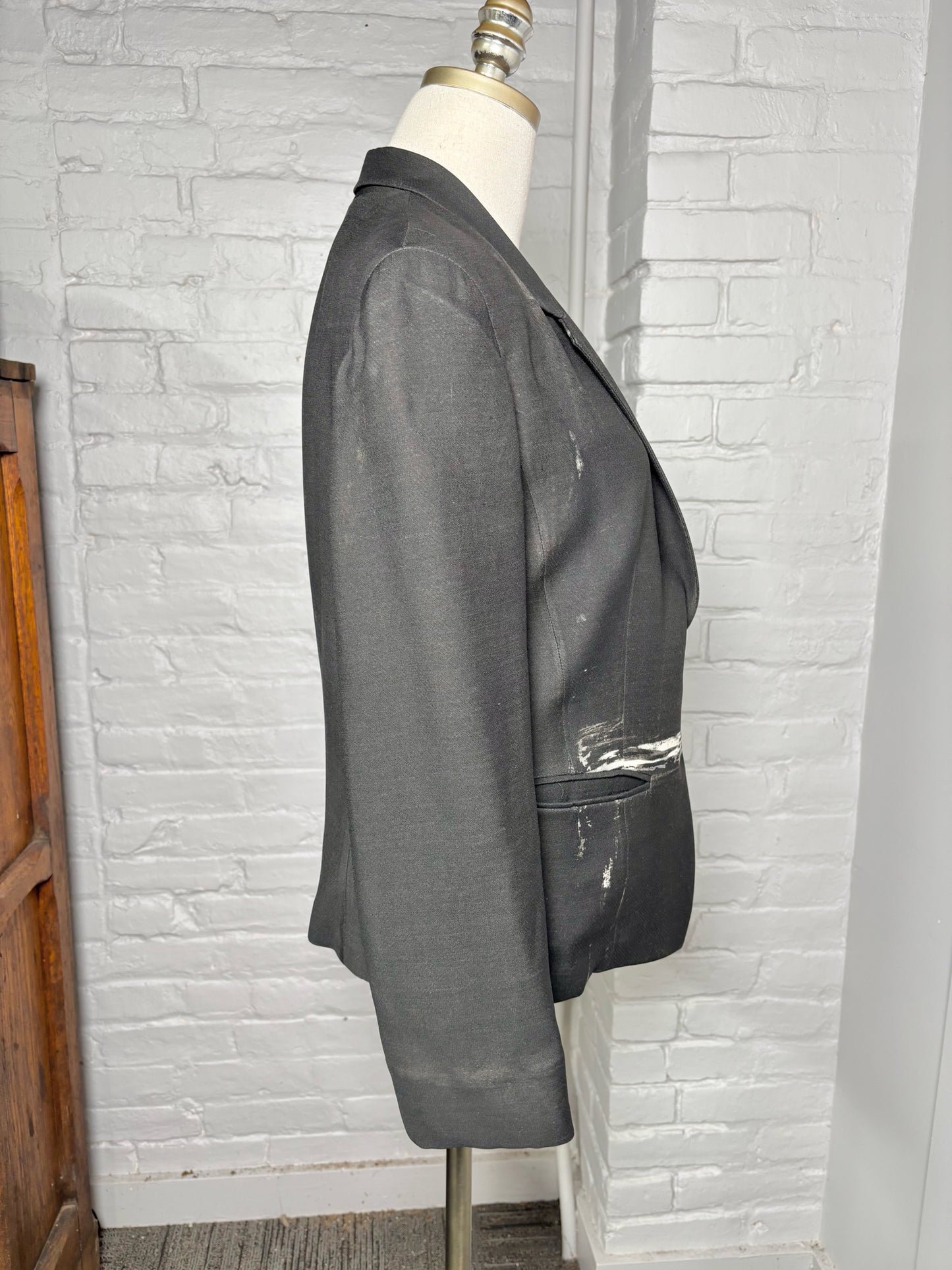 Women Size 10 Donna Karan New York Black Abstract Print Blazer