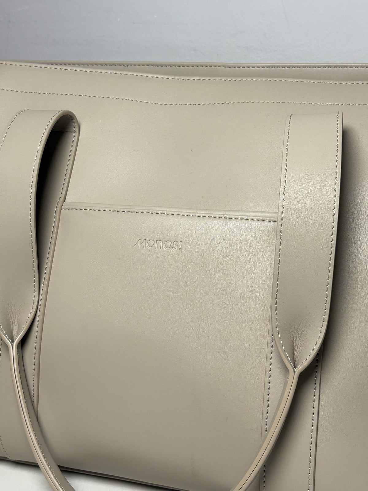 Women's Monos Metro Taupe Vegan Leather Pre-Owned Travel Tote Bag