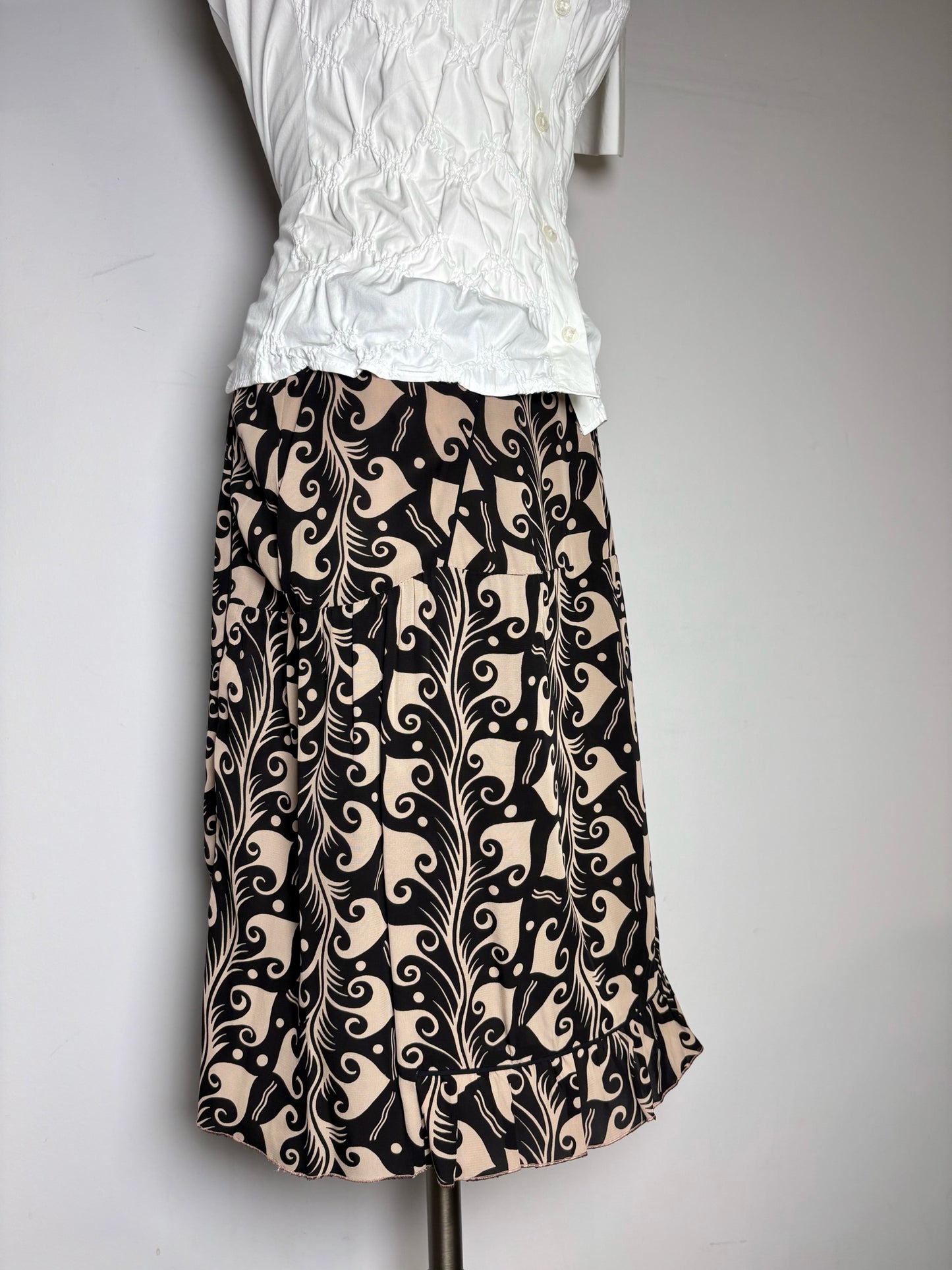 Women Size 38 Marni Black, Beige Abstract Art Pre-owned Skirt