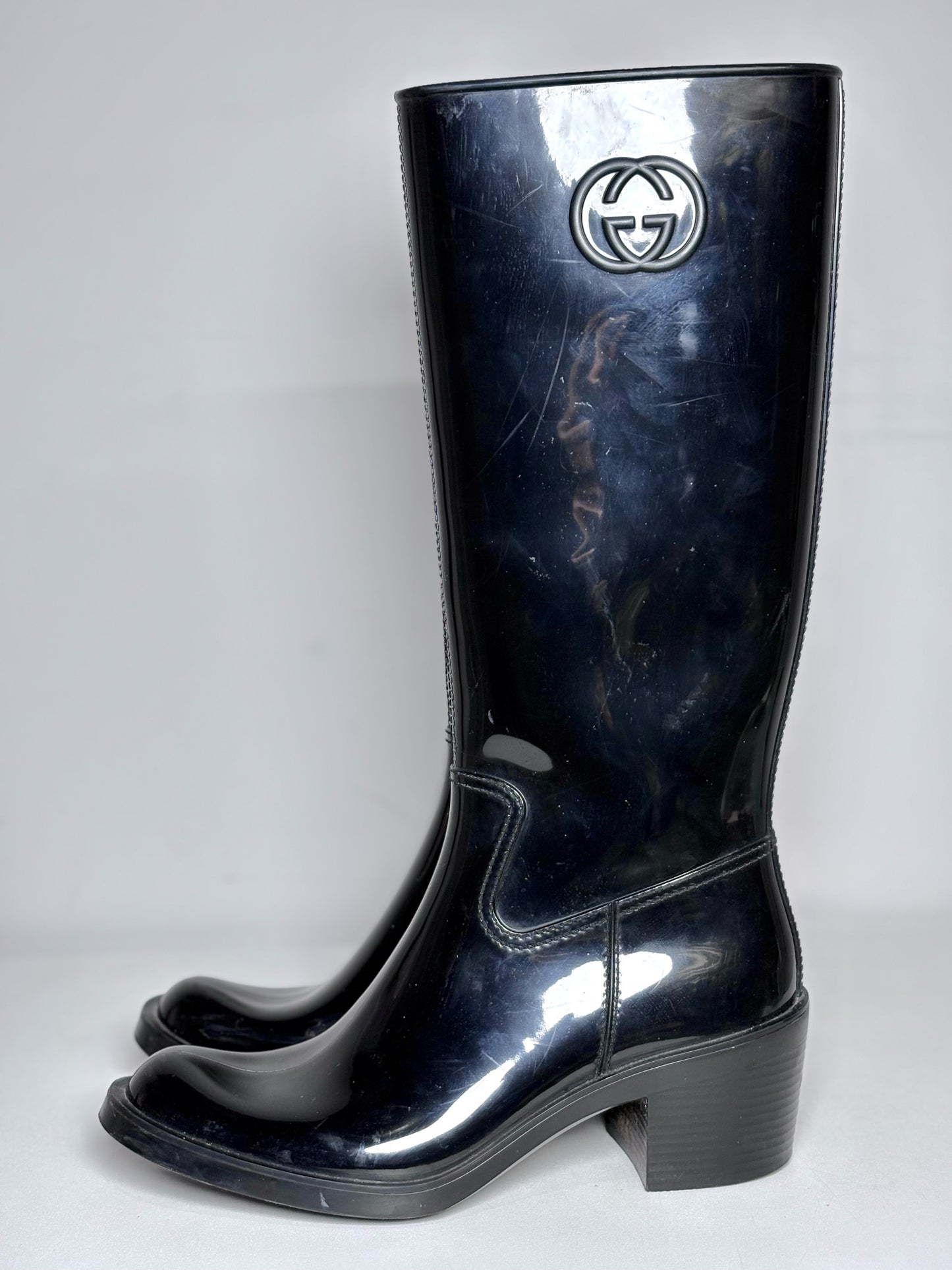 W Shoe Size 39 Gucci Black Rainboots
