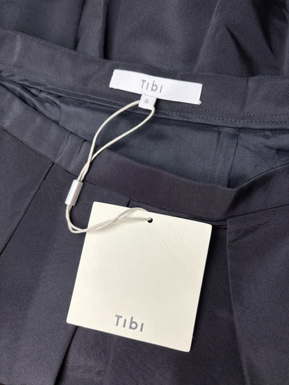 Women's Size 8 Tibi Black Pure Silk Faille NWT Pre-Owned Full Skirt