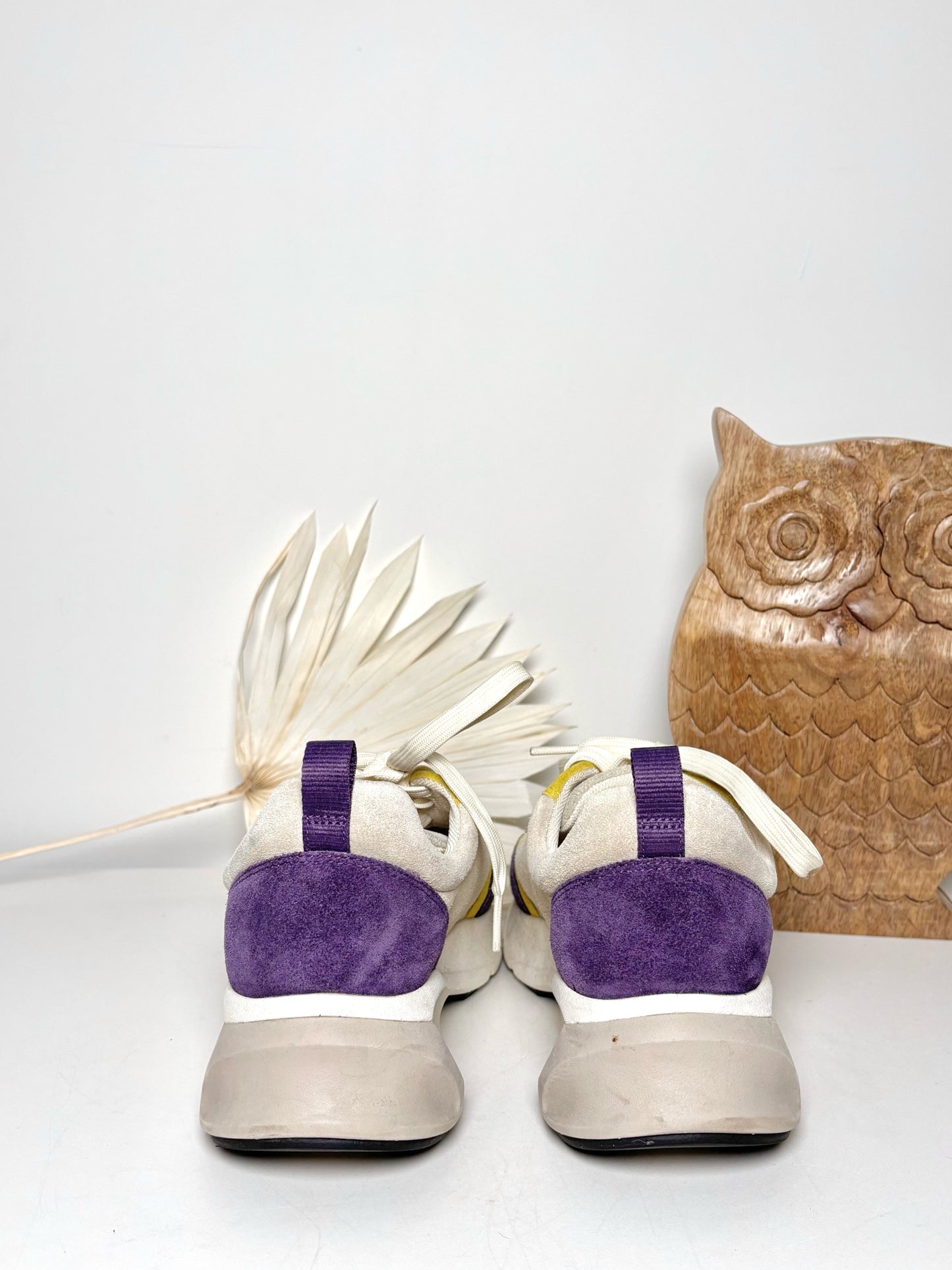 W Shoe Size 9.5 Tory Burch Yellow, Purple Leather Suede Sneakers