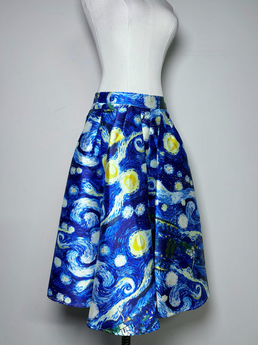 Women Size S Davida Blue Van Gogh Starry Night Skirt
