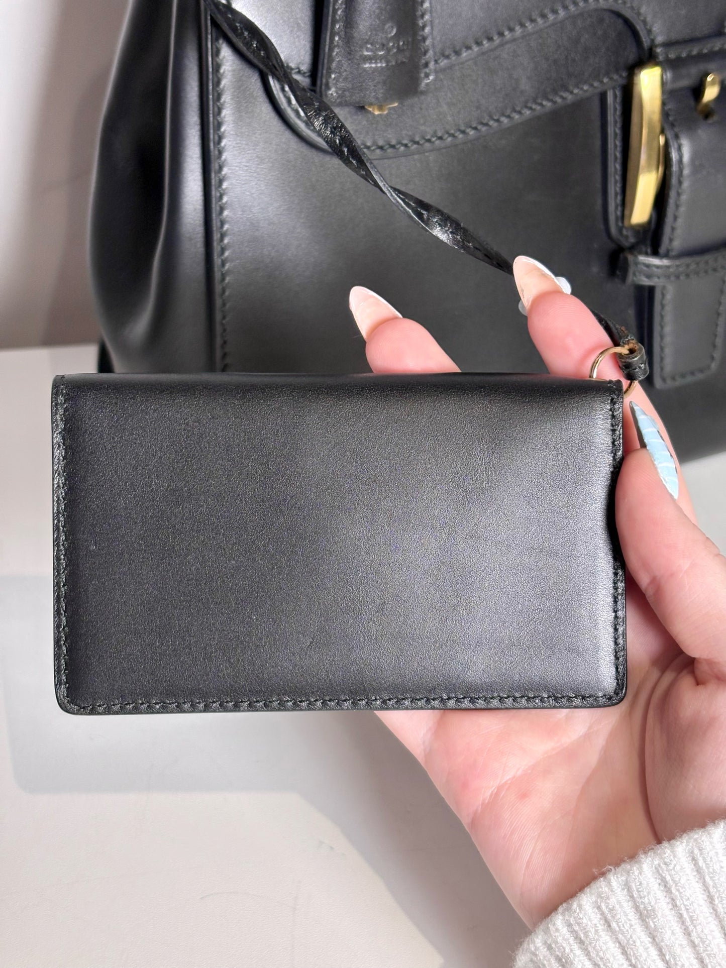 Women's Gucci Top Handle Vintage Leather Pre-owned Black "Kelly" Purse