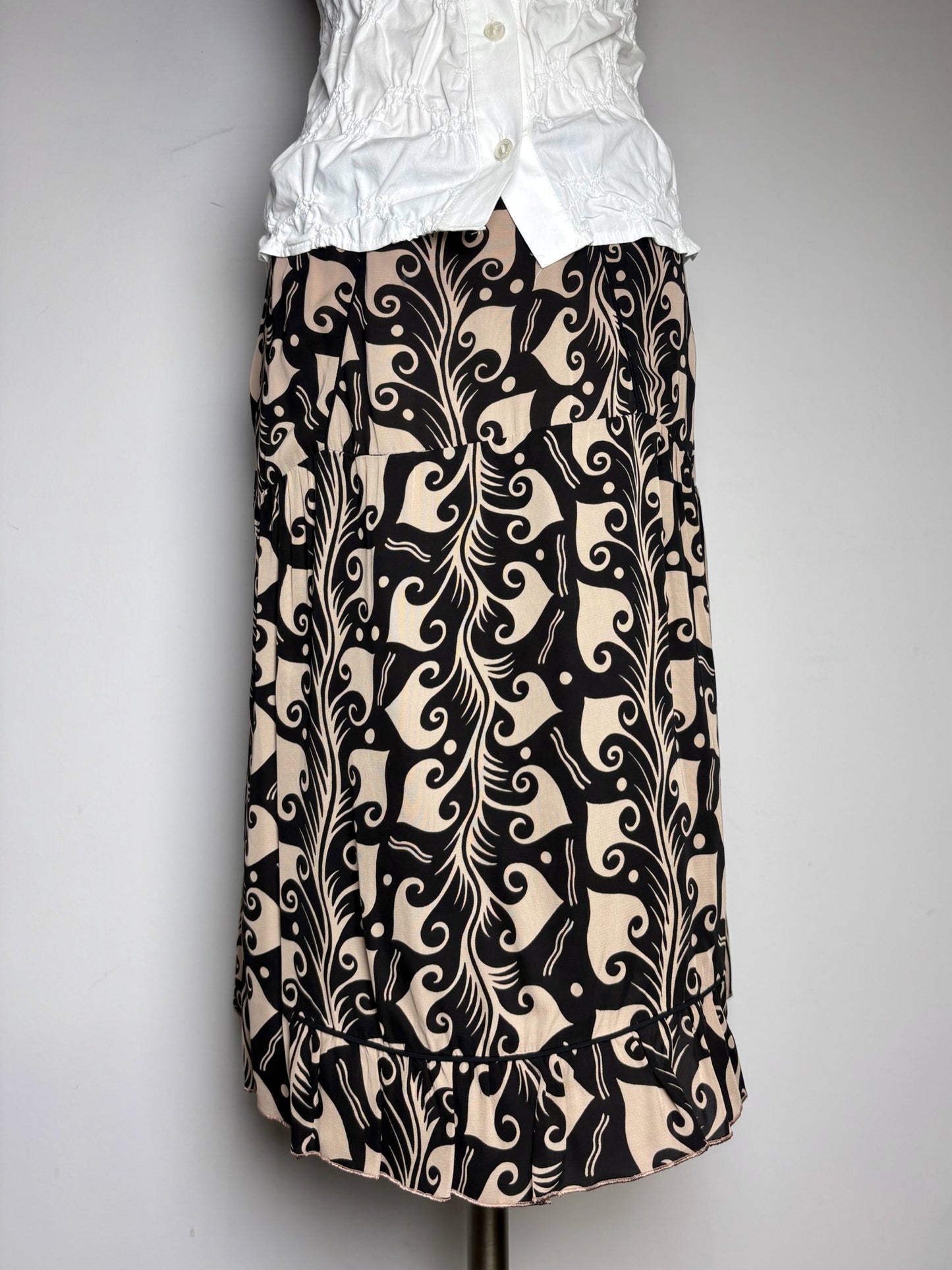 Women Size 38 Marni Black, Beige Abstract Art Pre-owned Skirt