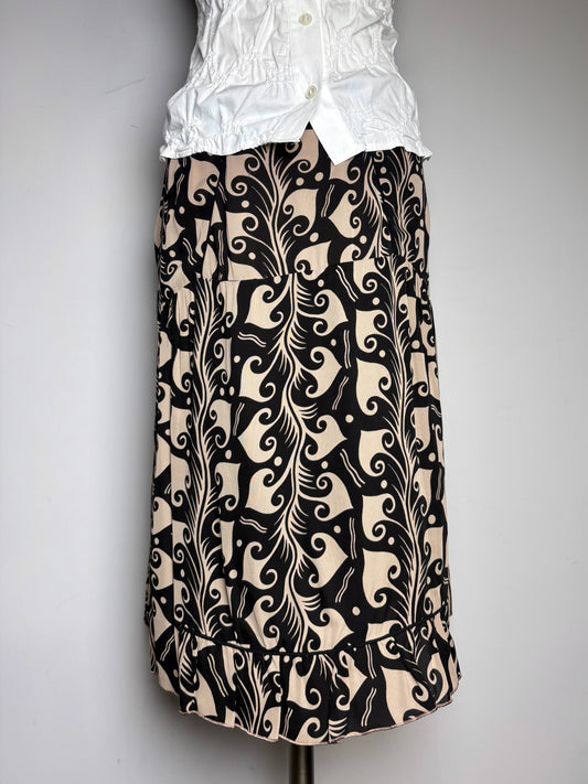 Women Size 38 Marni Black, Beige Abstract Art Pre-owned Skirt