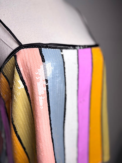 Women Size 8 Veronica Beard Multi-Color Vertical Stripes Top