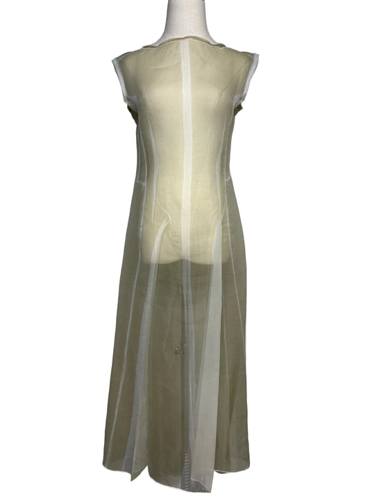 Women Size 3 (L) Yohji Yamamoto Sage Green Iridescent Sheer Vintage Dress
