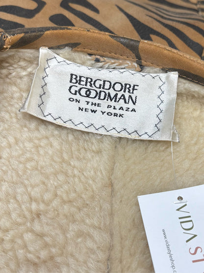Women's Size S Bergdorf Goodman Vintage Tiger Print Leather Suede Shearling Pre-Owned Coat