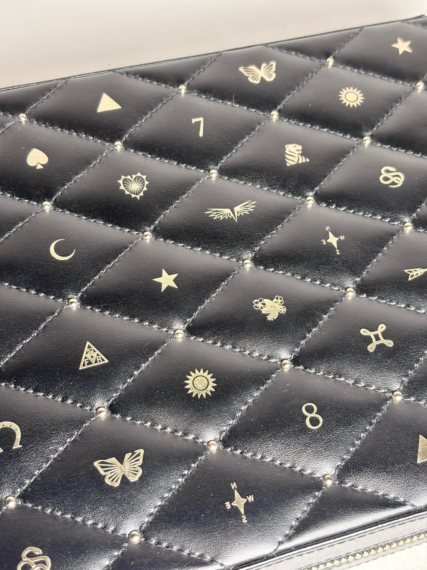 Foundrae Quilted, Symbols Leather Pre-owned Travel Jewelry Case