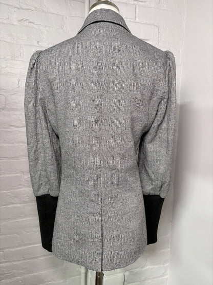 Women Size 12 Veronica Beard Black, White Chevron Blazer