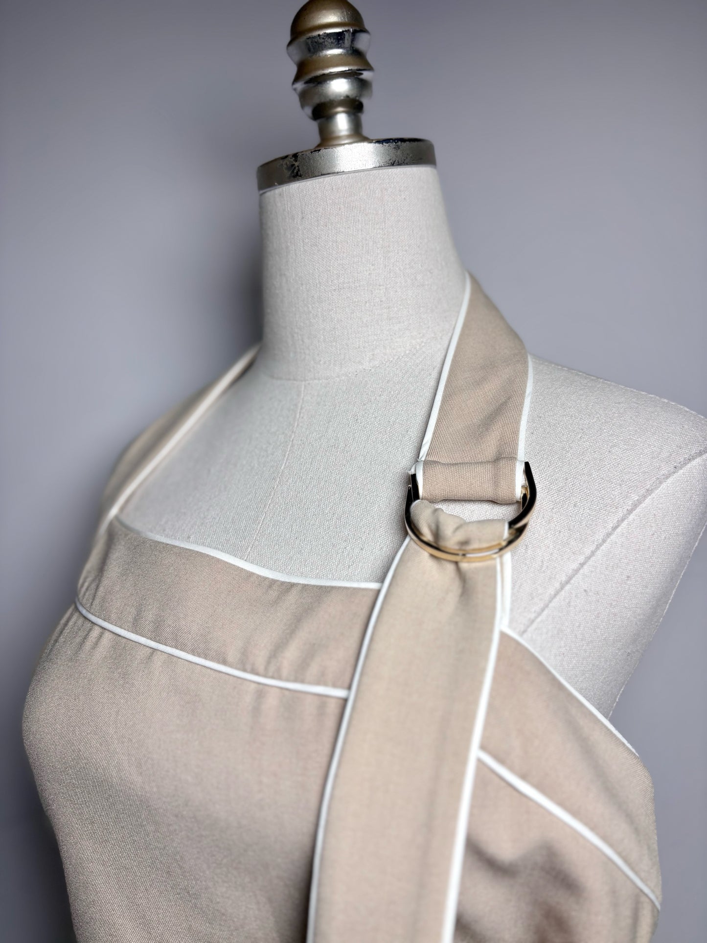 Women Size 10 Significant Other Beige Solid w/Piping Women's Dress Pre-Owned NWT