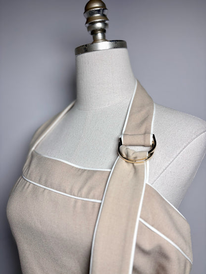 Women Size 10 Significant Other Beige Solid w/Piping Women's Dress Pre-Owned NWT