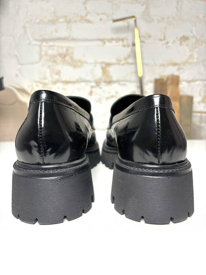 W Shoe Size 9.5 Michele Lopriore Black Leather Brush NWOT Oslo Loafers