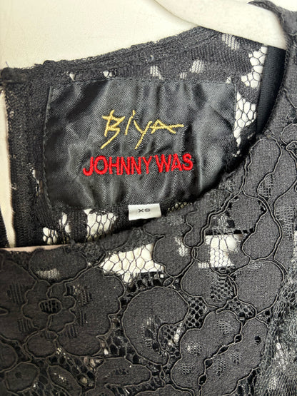 Size XS Johnny Was Black Lace Women's Pre-owned Dress