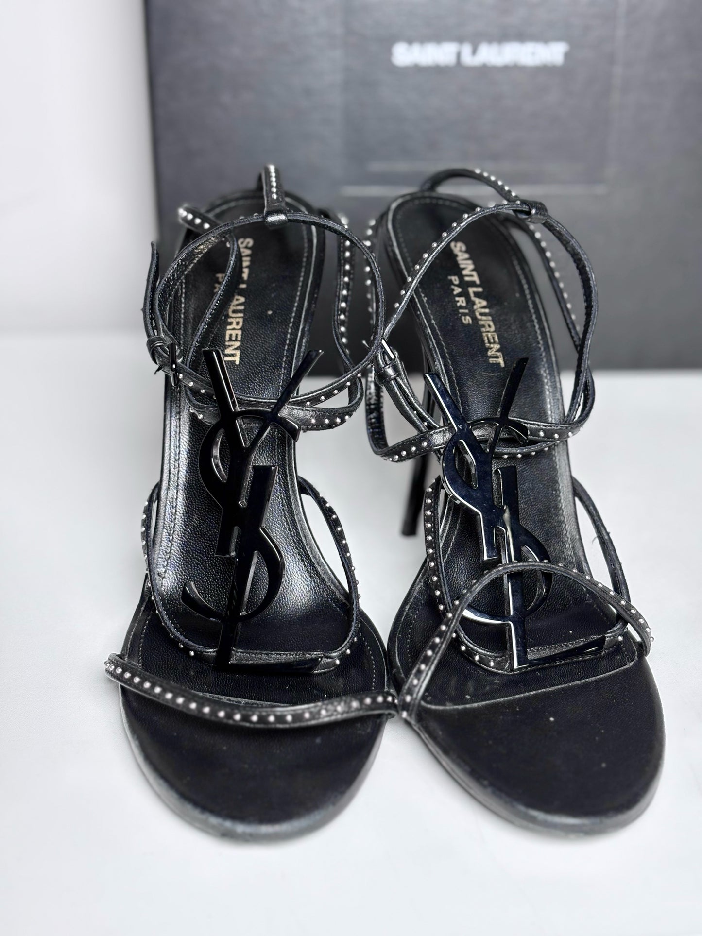 W Shoe Size 41 (10 - 10.5) Yves Saint Laurent Black Leather Calfskin Heels