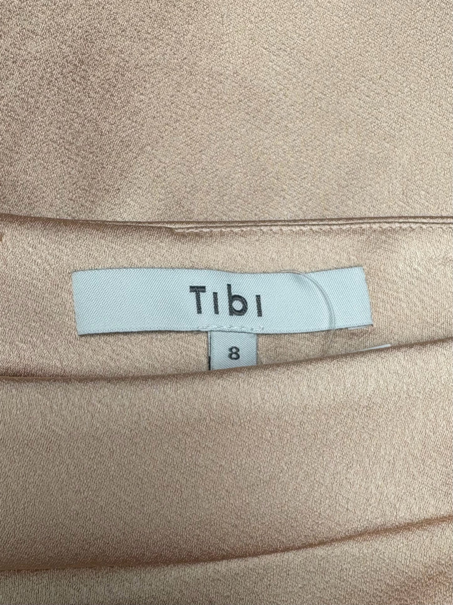 Women Size 8 Tibi Peach Sheen Asymmetric Slit Pre-Owned Midi Skirt