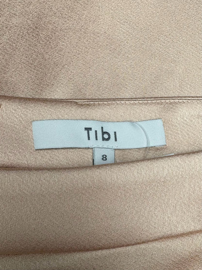 Women Size 8 Tibi Peach Sheen Asymmetric Slit Pre-Owned Midi Skirt