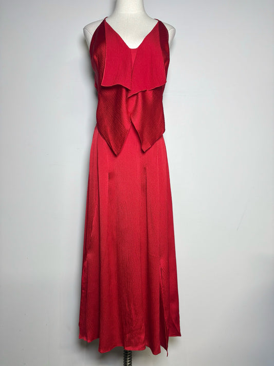 Women Size 6 Roland Mouret Tolima Red Hammered Silk Pre-owned, NWT Dress