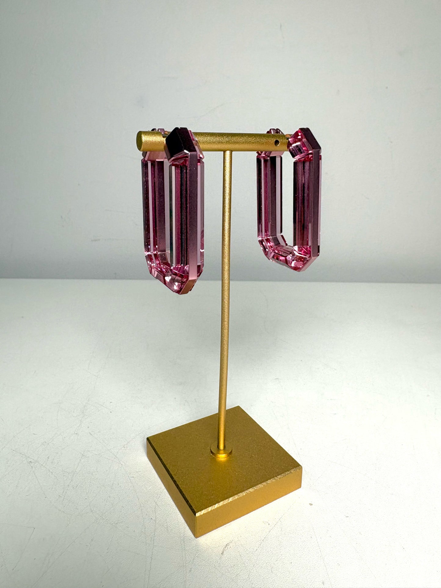 Swarovski Lucent Hoop Pre-owned Pink Crystal Earrings