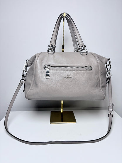 Women's Coach Primrose 37934 Taupe Pebble Leather Pre-Owned Medium Satchel Purse