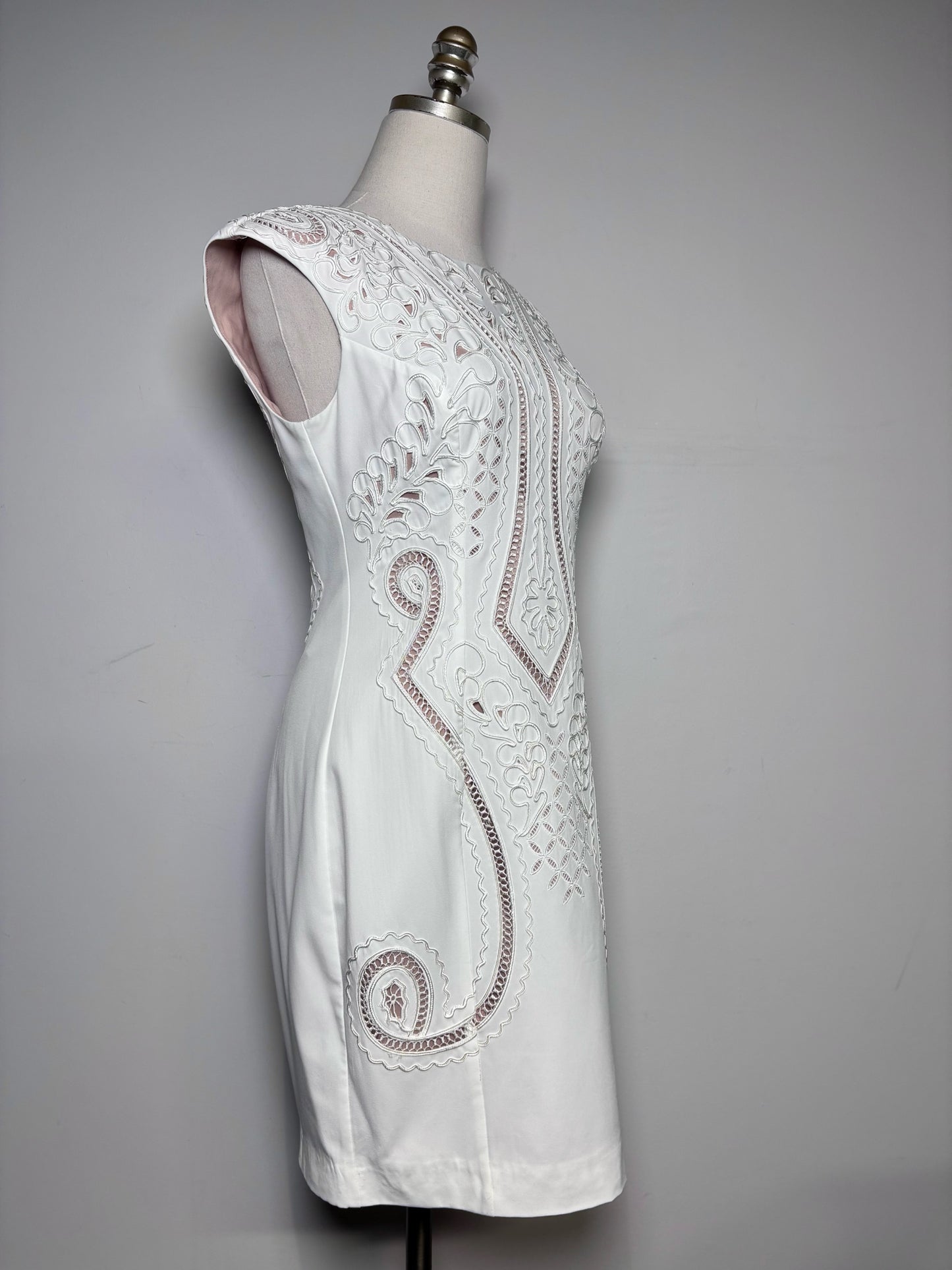 Women Size 6 Karen Millen Cream Embellished Women's Polyester Pre-owned Dress