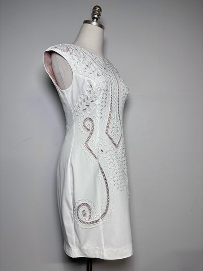 Women Size 6 Karen Millen Cream Embellished Women's Polyester Pre-owned Dress