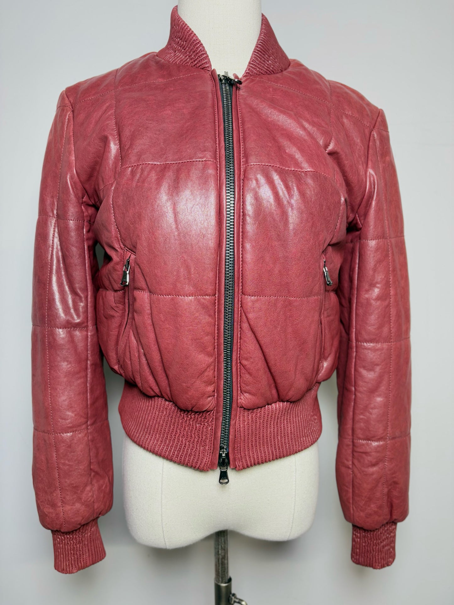 Women Size XS Veronica Beard Bordeaux Quilted Lambskin Malin Jacket