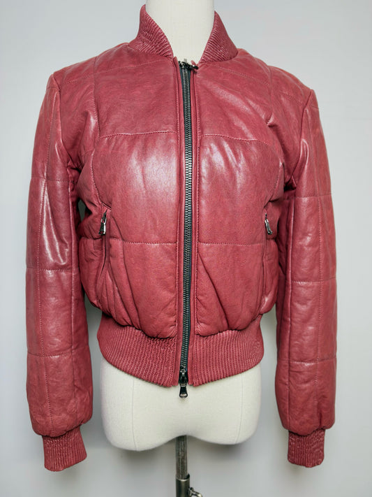 Women Size XS Veronica Beard Bordeaux Quilted Lambskin Malin Jacket