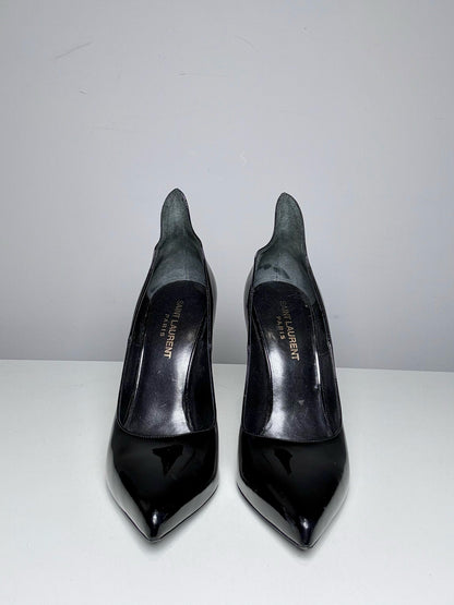 W Shoe Size 36 (6, US) Saint Laurent Thorn Black Leather Patent Pre-owned Heels