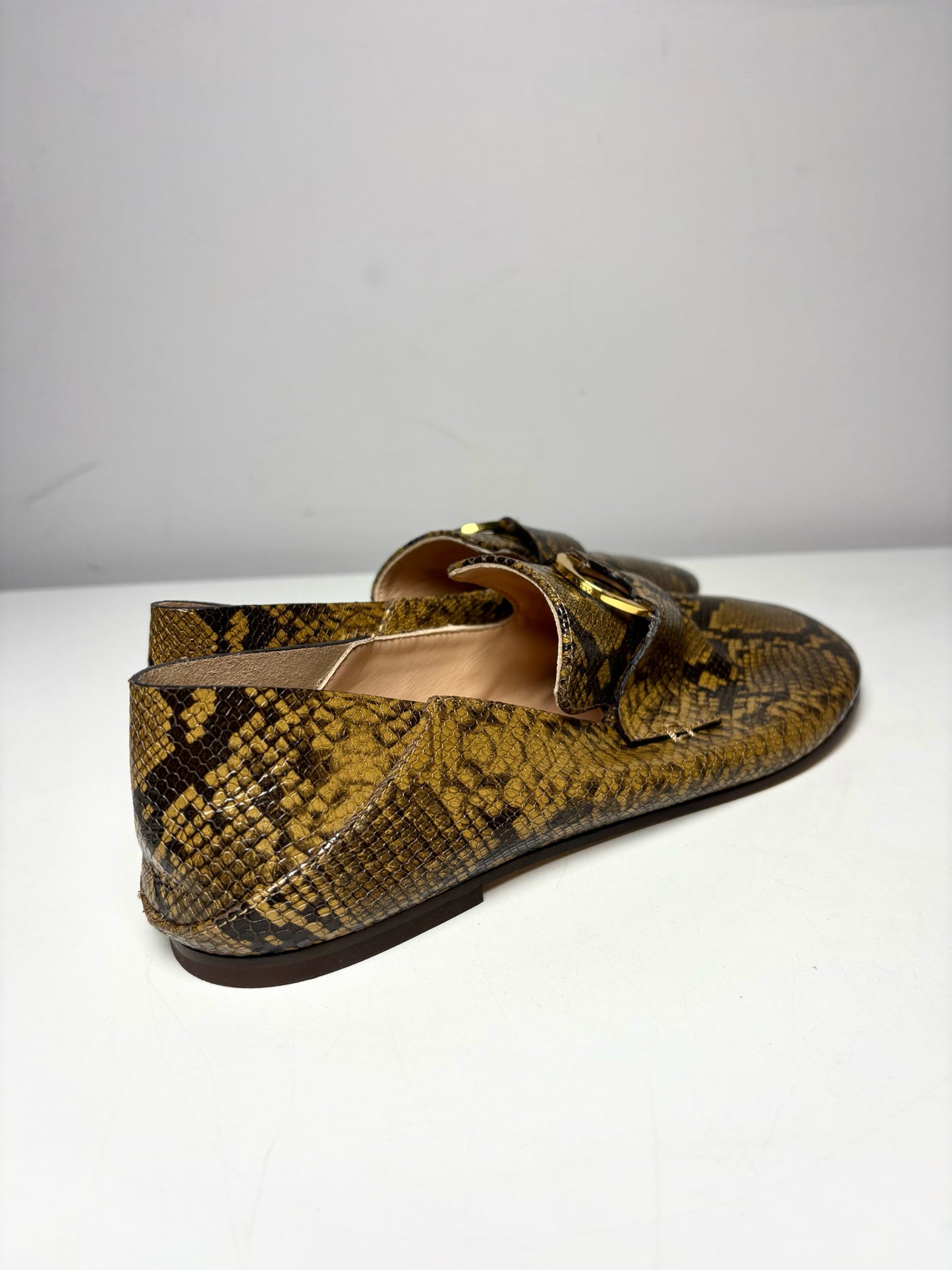 W Size 38 (7.5) Odissi Kali Python Print Leather Pre-owned, NWT Loafers