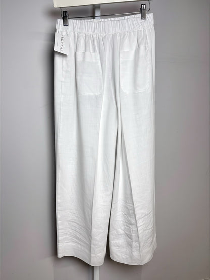 Women Size 46 Rosso35 White Solid Pure Linen Women's Pants