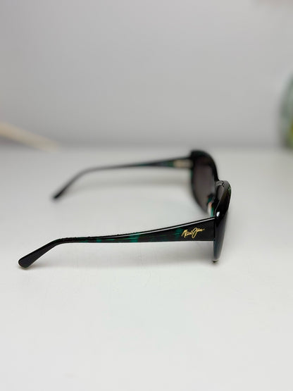 Maui Jim Black Blue Oval Cat Eye Women's Sunglasses