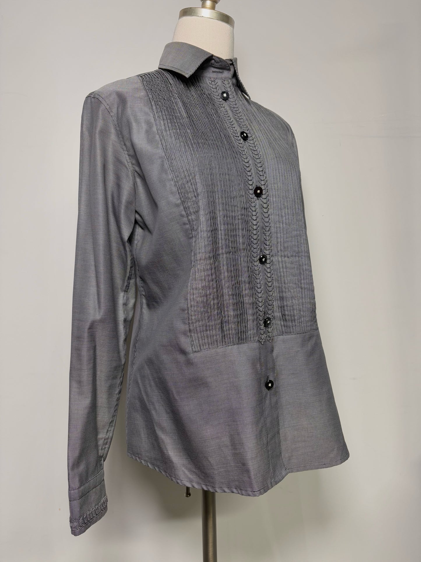 Women Size 46 (10, US) Etro Black Micro-check Shirt