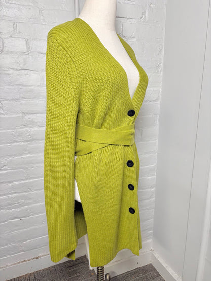 Women Size S (Estimate) Proenza Schouler Green Ribbed-Knit Cardigan