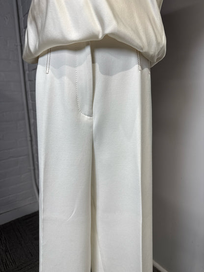 Women Size 8 Veronica Beard Cream Dickey Blazer + Wide Leg Pants