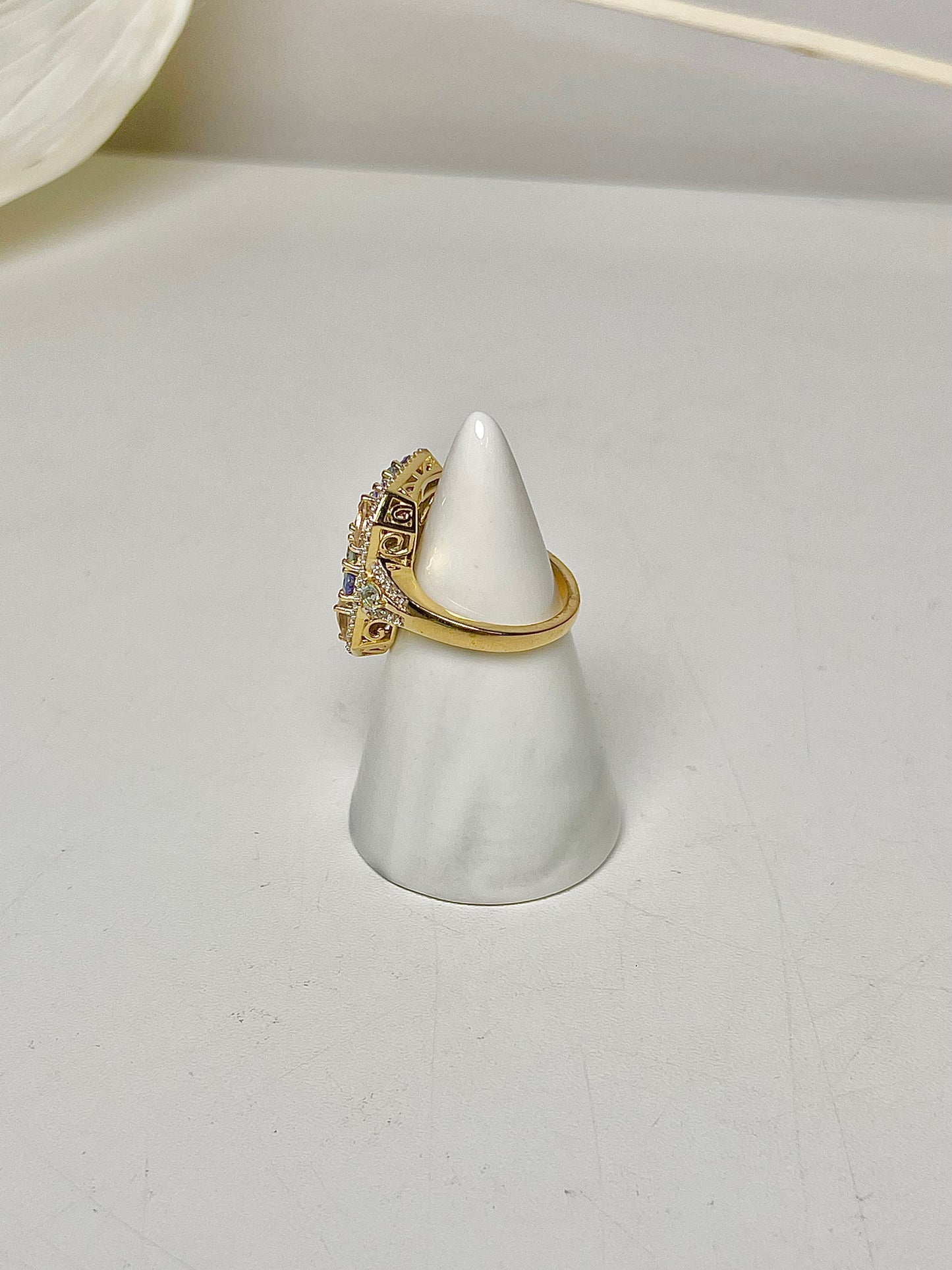 Sterling Silver Morganite, Aquamarine, Tanzanite NWT Sz 6 Ring