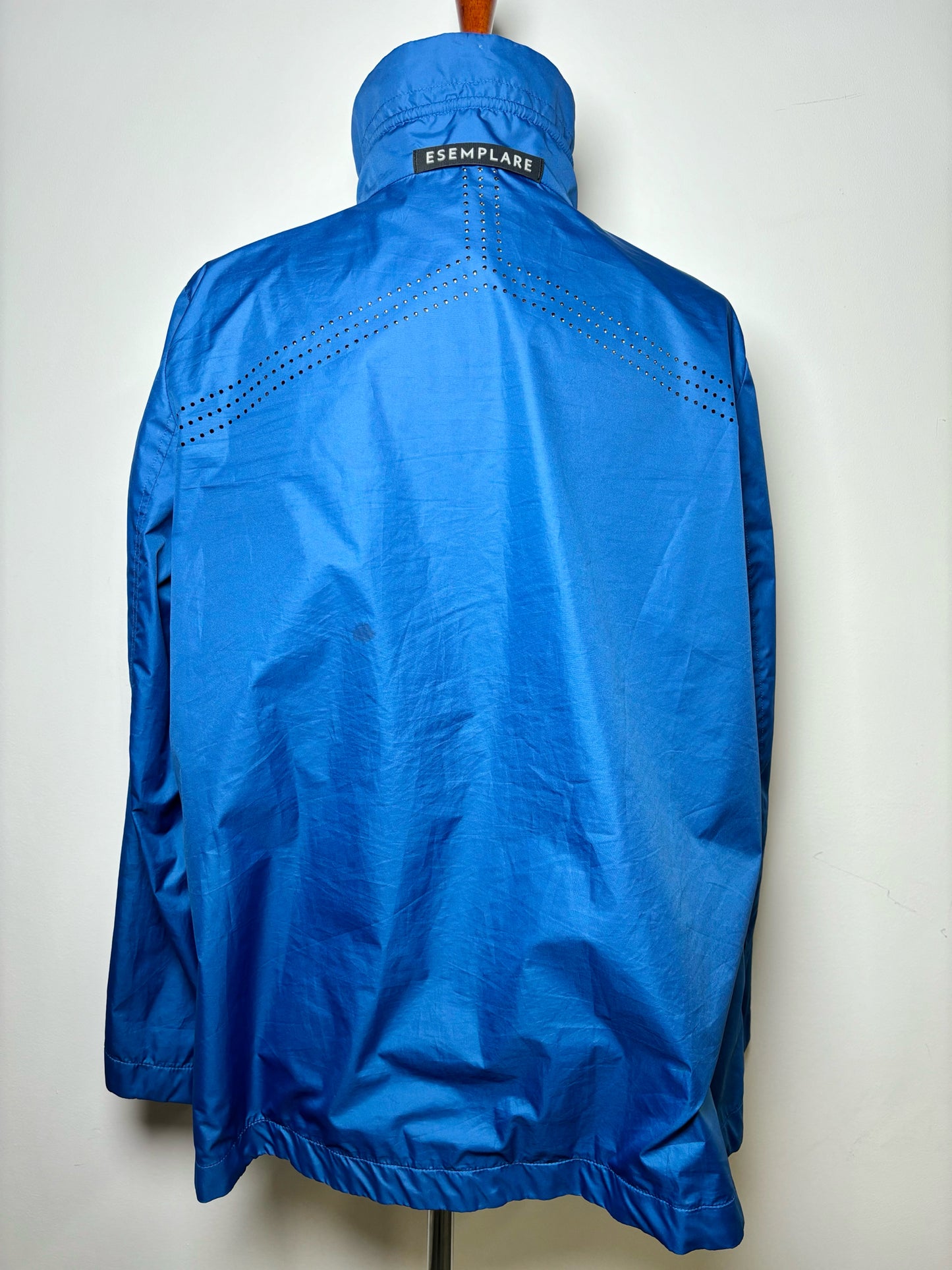 Women Size 42 Esemplare Blue Solid Nylon Windbreaker Jacket