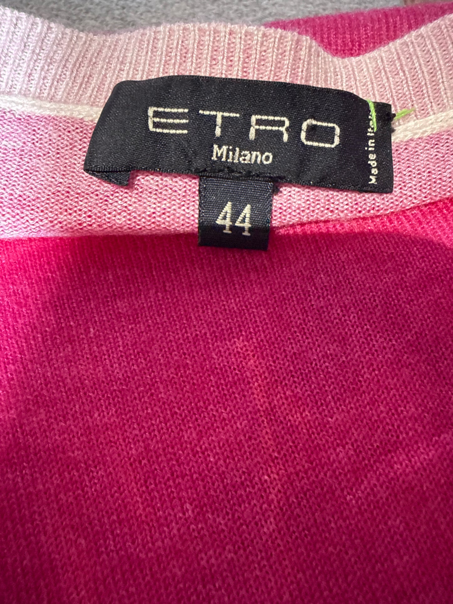 Women Size 44 Etro Pink Multi-Print 55% Silk 45% Cashmere Sweater
