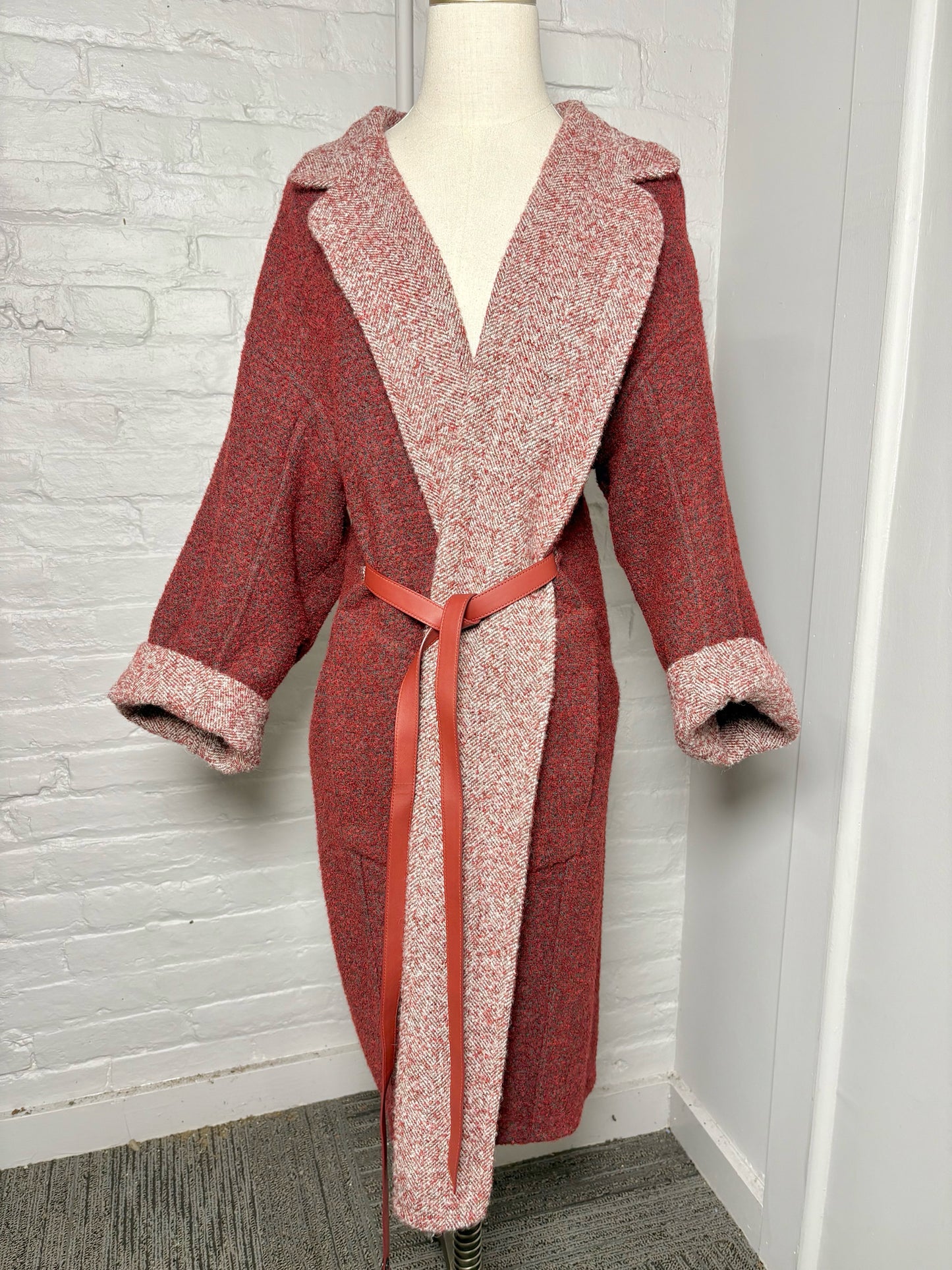 Women Size 48 (14 US) Loro Piana Burgundy Boucle Wool, Alpaca Coat