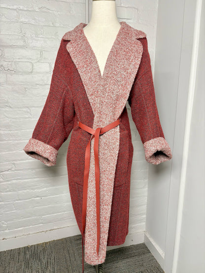 Women Size 48 (14 US) Loro Piana Burgundy Boucle Wool, Alpaca Coat
