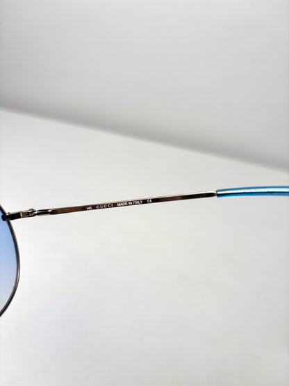 Gucci Silver Frame Aviator/Pilot Blue Lens Sunglasses