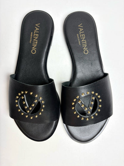 W Shoe Size 8 Mario Valentino Black Leather Cowhide Women's Sandals