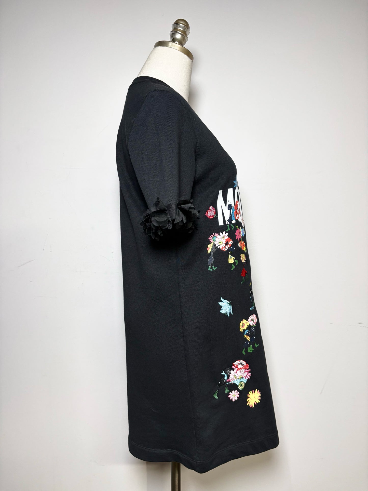 Women's Size 4 Love Moschino Black Floral Cotton Blend Pre-Owned Knee-Length Dress