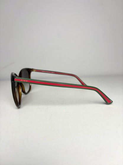 Women's Gucci GG 3649/S Brown w/Red, Green Web Stripe Acetate Sunglasses Pre-Owned