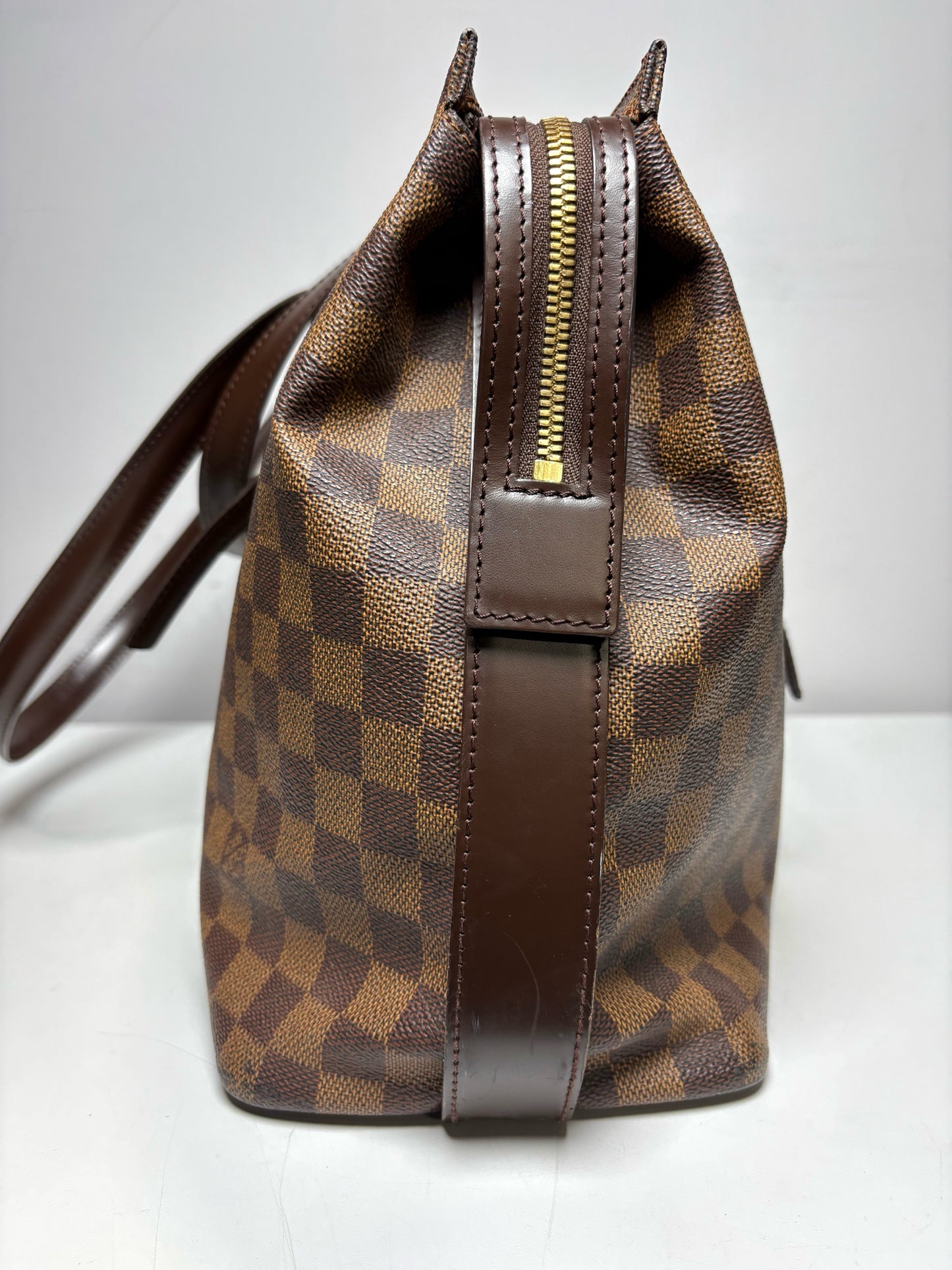 Women's Louis Vuitton Chelsea Damier Ebene Brown Coated Canvas Pre-Owned Large Tote Purse
