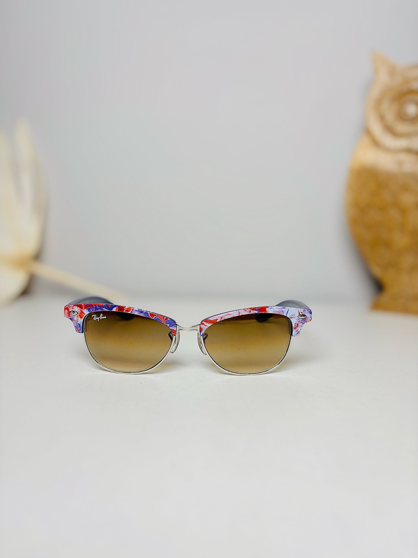 Ray Ban Purple Cathy Clubmaster Marble Effect Sunglasses