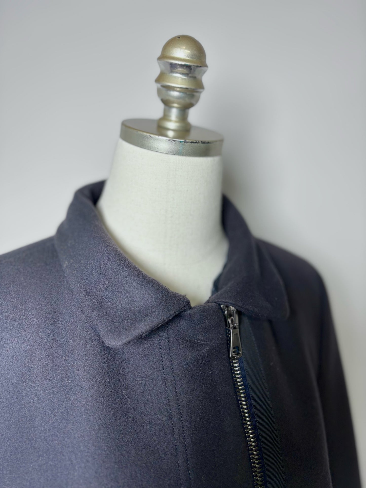 Women Size 46 (10, US) Peserico Blue Solid Fleece Wool, Cashmere Blend Coat