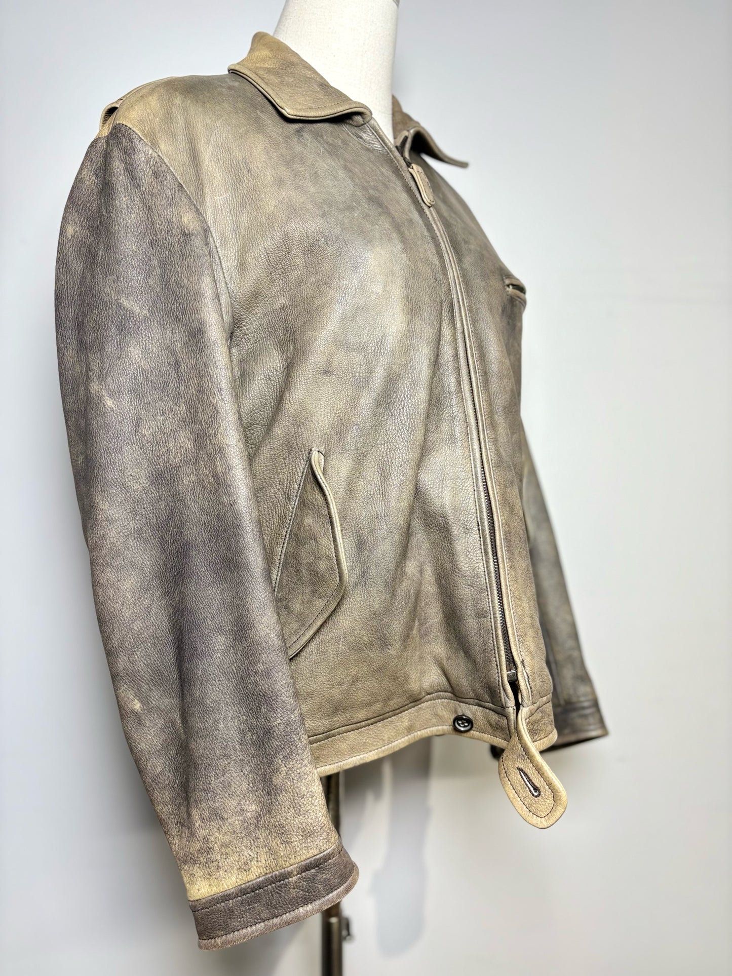 Women Size 50 (S/M Estimate) Jil Sander Brown Distressed Leather Jacket