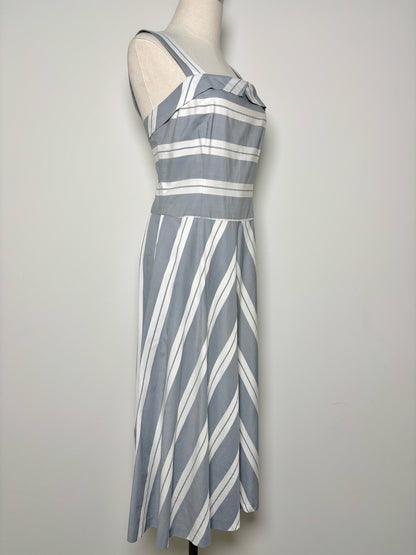 Women Size 6 J. Peterman Gray, White Stripe Cotton Dress